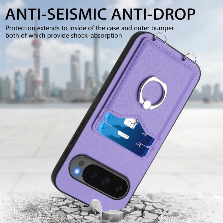For Google Pixel 10 Pro XL R20 Ring Card Holder Phone Case(Purple) - Google Cases by buy2fix | Online Shopping UK | buy2fix