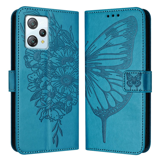 For Blackview A53 Embossed Butterfly Leather Phone Case(Blue) - More Brand by buy2fix | Online Shopping UK | buy2fix