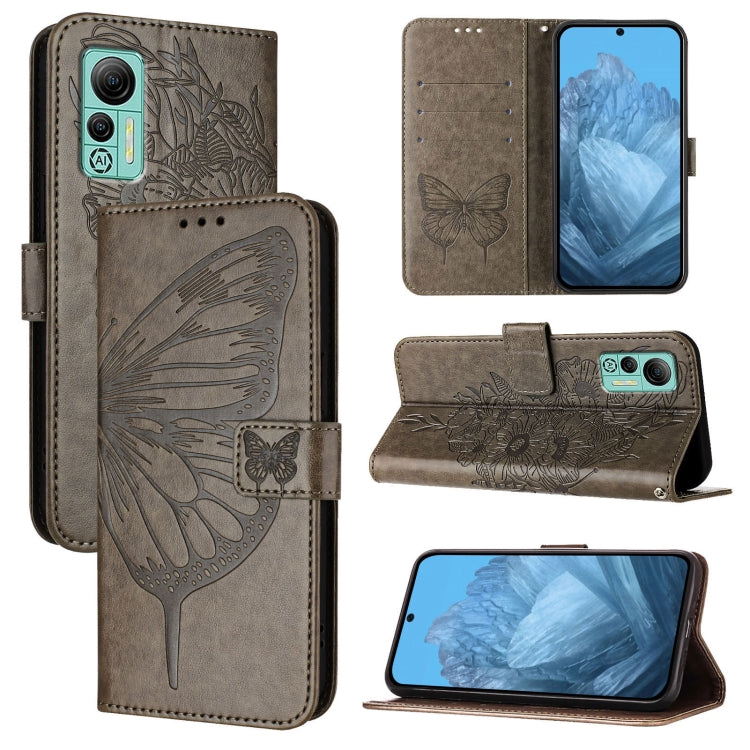 For Ulefone Note 14 Embossed Butterfly Leather Phone Case(Grey) by buy2fix