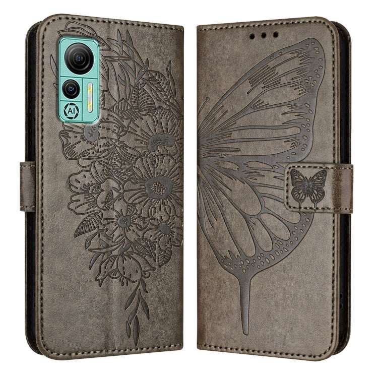 For Ulefone Note 14 Embossed Butterfly Leather Phone Case(Grey) by buy2fix