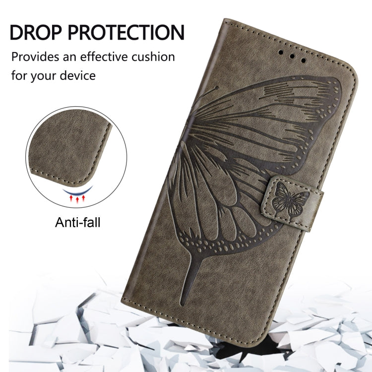 For Ulefone Note 14 Embossed Butterfly Leather Phone Case(Grey) by buy2fix