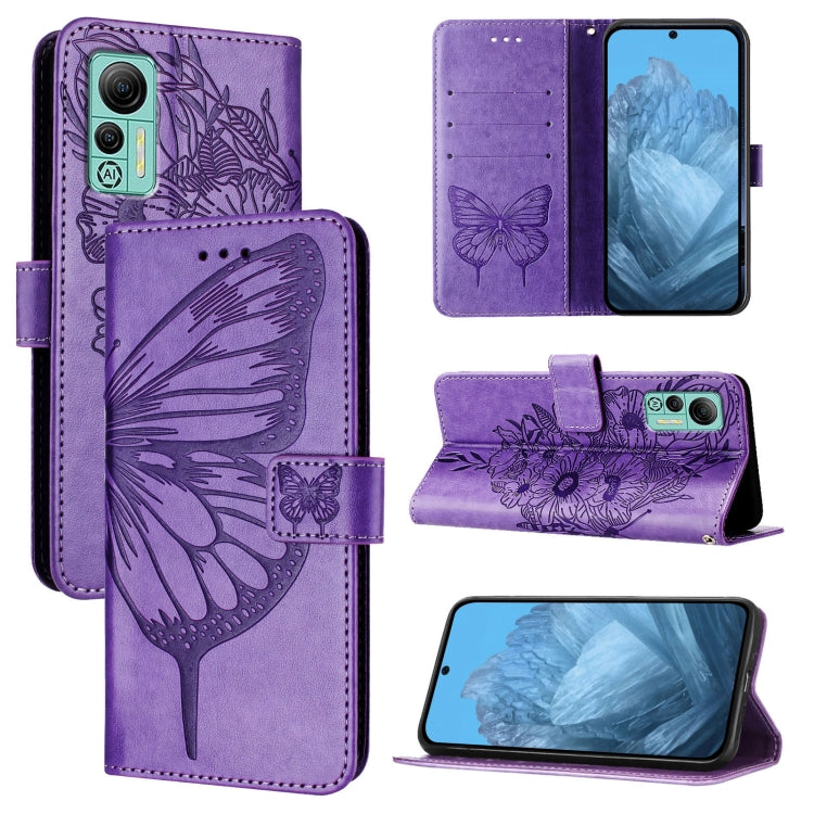 For Ulefone Note 14 Embossed Butterfly Leather Phone Case(Purple) by buy2fix