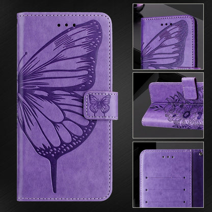 For Ulefone Note 14 Embossed Butterfly Leather Phone Case(Purple) by buy2fix
