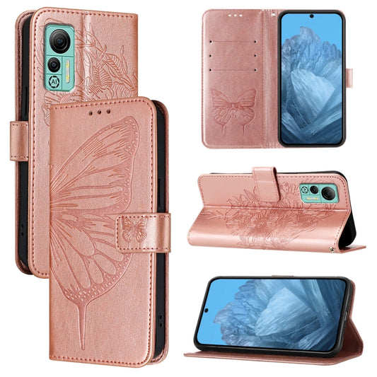 For Ulefone Note 14 Embossed Butterfly Leather Phone Case(Rose Gold) by buy2fix