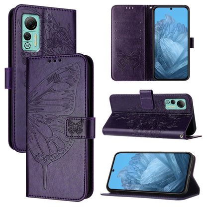 For Ulefone Note 14 Embossed Butterfly Leather Phone Case(Dark Purple) by buy2fix