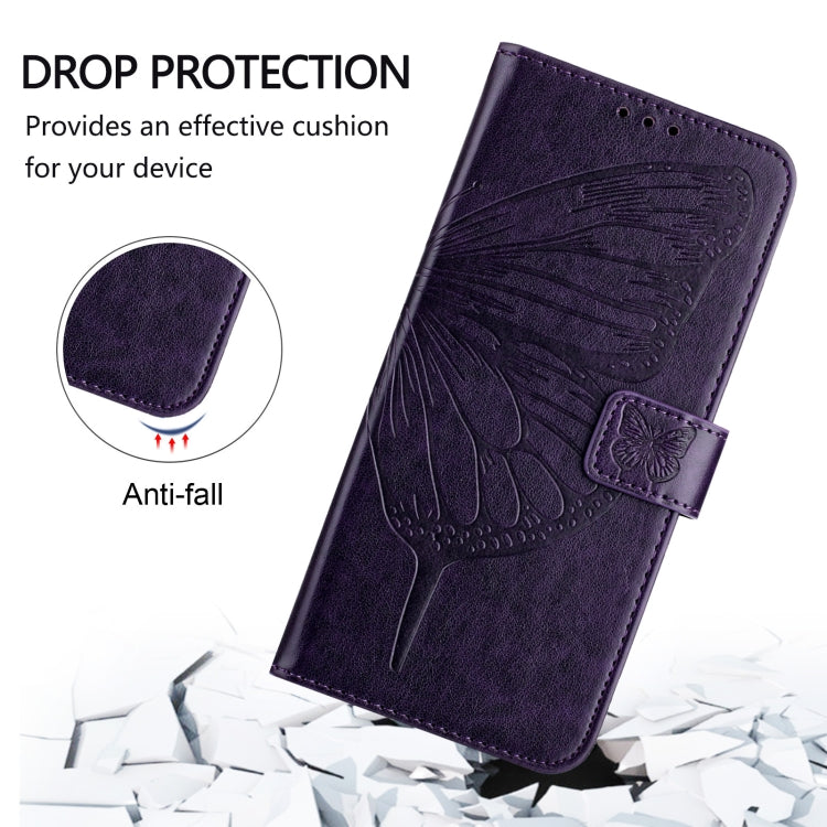 For Ulefone Note 14 Embossed Butterfly Leather Phone Case(Dark Purple) by buy2fix
