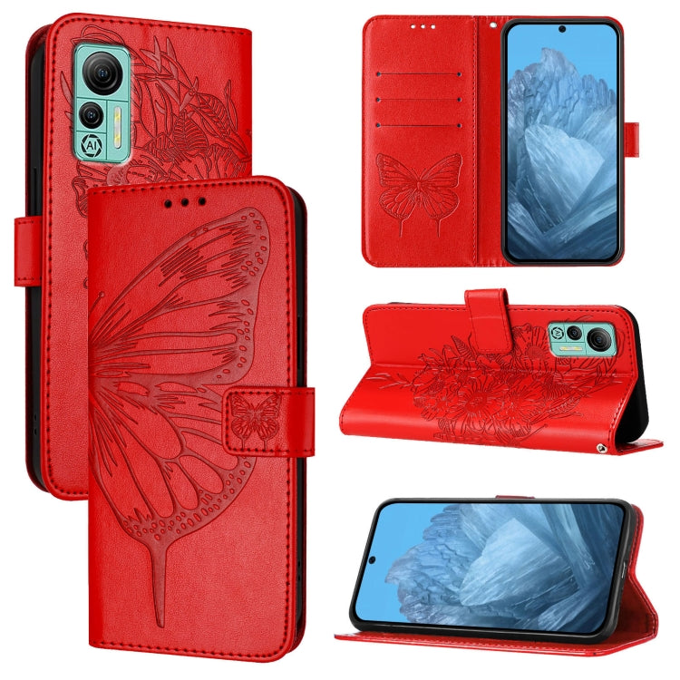 For Ulefone Note 14 Embossed Butterfly Leather Phone Case(Red) by buy2fix