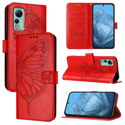 For Ulefone Note 14 Embossed Butterfly Leather Phone Case(Red) by buy2fix