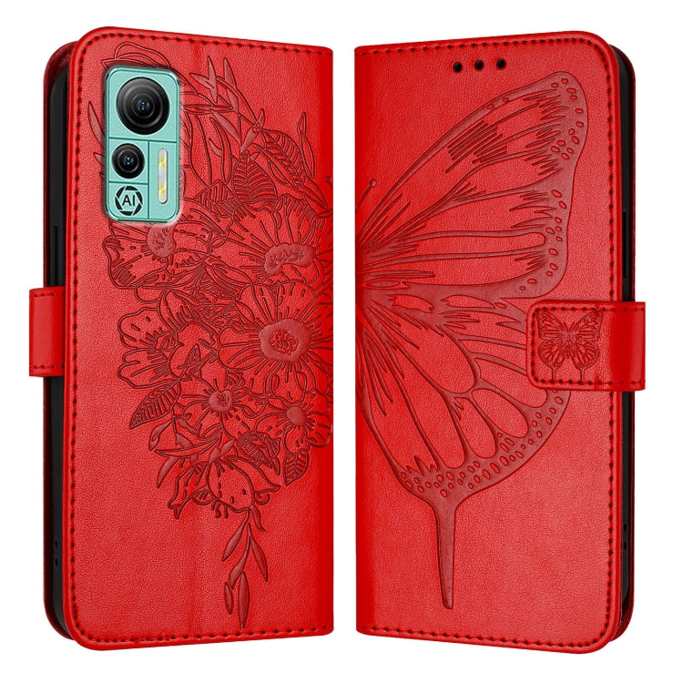 For Ulefone Note 14 Embossed Butterfly Leather Phone Case(Red) by buy2fix