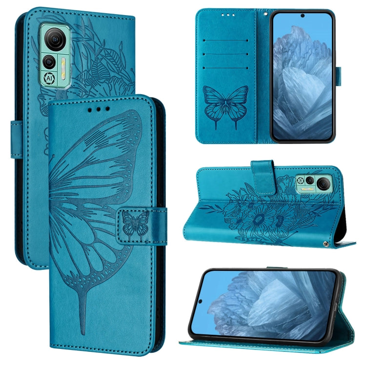 For Ulefone Note 14 Embossed Butterfly Leather Phone Case(Blue) by buy2fix