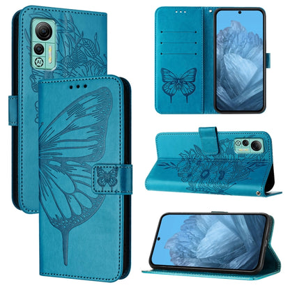 For Ulefone Note 14 Embossed Butterfly Leather Phone Case(Blue) by buy2fix
