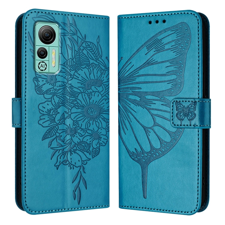 For Ulefone Note 14 Embossed Butterfly Leather Phone Case(Blue) by buy2fix