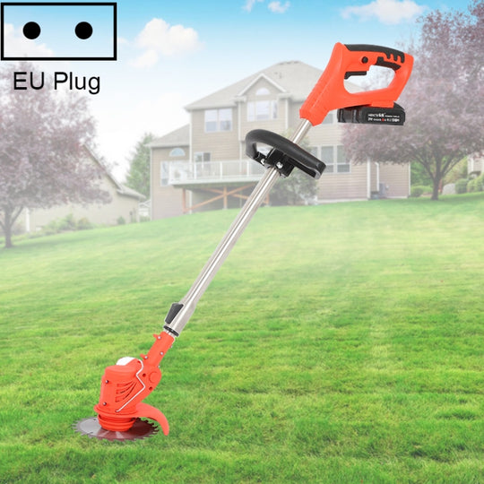 21V Portable Rechargeable Electric Lawn Mower Weeder, Plug Type:EU Plug(Red)