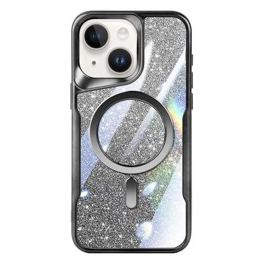 For iPhone 13 Blade MagSafe Magnetic Gradient Glitter PC Phone Case(Black) by buy2fix