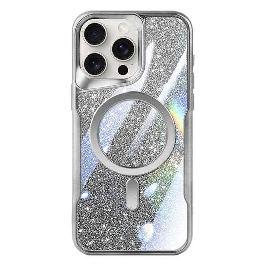 For iPhone 11 Pro Blade MagSafe Magnetic Gradient Glitter PC Phone Case(Silver White) by buy2fix