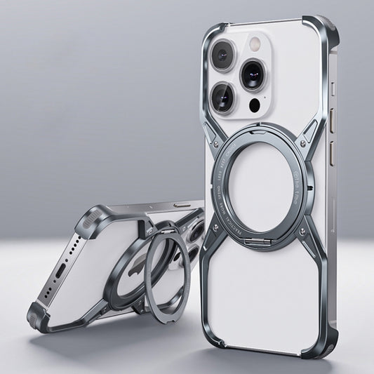 For iPhone 13 Pro Max / 14 Pro Max Aluminum Alloy Frameless 360-Degree Rotating Phone Case(Grey) - iPhone 14 Pro Max Cases by buy2fix | Online Shopping UK | buy2fix