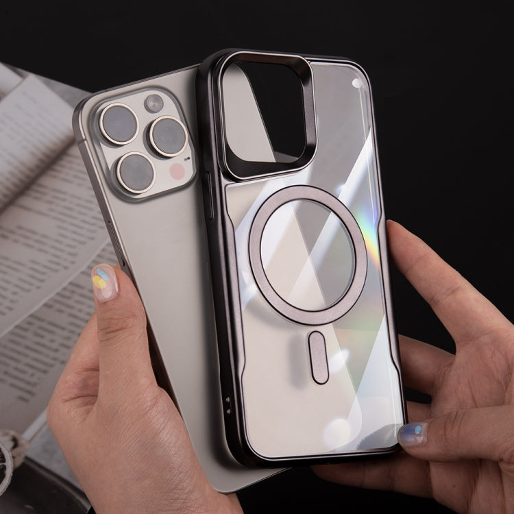 For iPhone 14 Blade MagSafe Magnetic Transparent PC Phone Case(Silver White) by buy2fix