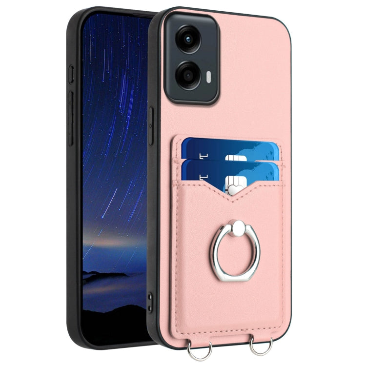 For Motorola Moto G 5G 2024 R20 Ring Card Holder Phone Case(Pink) by buy2fix