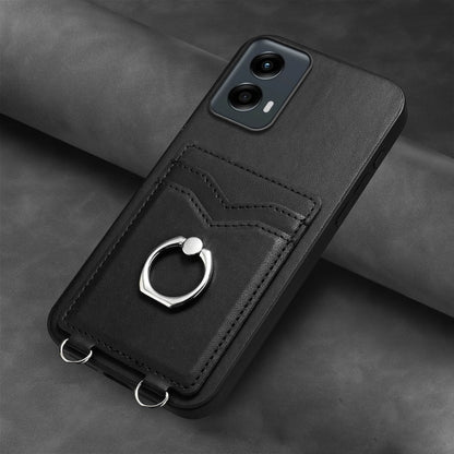 For Motorola Moto G 5G 2024 R20 Ring Card Holder Phone Case(Black) by buy2fix