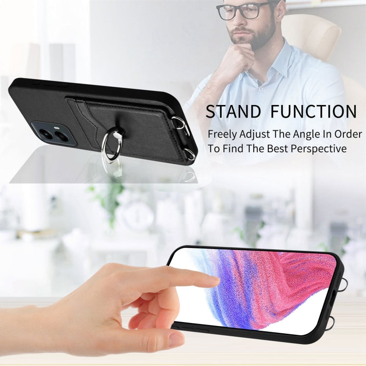 For Motorola Moto G 5G 2024 R20 Ring Card Holder Phone Case(Black) by buy2fix