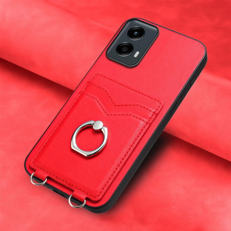 For Motorola Moto G 5G 2024 R20 Ring Card Holder Phone Case(Red) by buy2fix