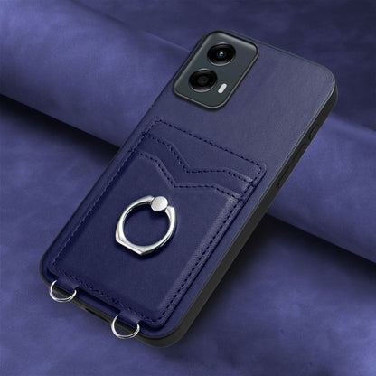 For Motorola Moto G 5G 2024 R20 Ring Card Holder Phone Case(Blue) by buy2fix