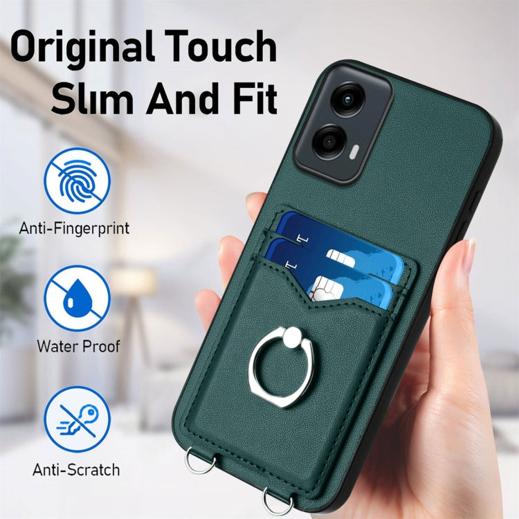 For Motorola Moto G 5G 2024 R20 Ring Card Holder Phone Case(Green) by buy2fix