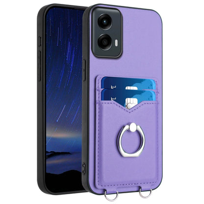 For Motorola Moto G 5G 2024 R20 Ring Card Holder Phone Case(Purple) by buy2fix