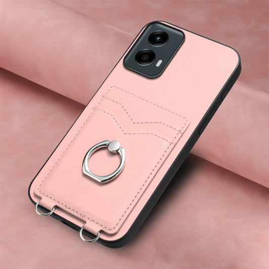 For Motorola Moto G Play 2024 5G R20 Ring Card Holder Phone Case(Pink) by buy2fix