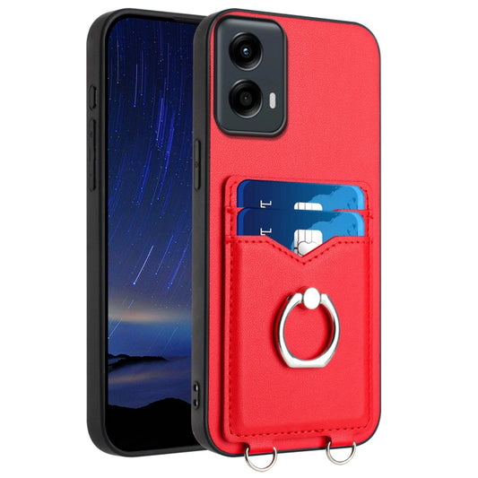 For Motorola Moto G Play 2024 5G R20 Ring Card Holder Phone Case(Red) by buy2fix