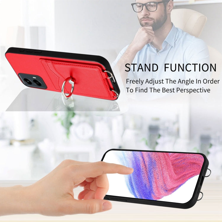 For Motorola Moto G Play 2024 5G R20 Ring Card Holder Phone Case(Red) by buy2fix