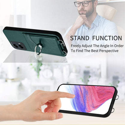 For Motorola Moto G Play 2024 5G R20 Ring Card Holder Phone Case(Green) by buy2fix