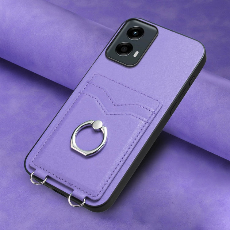 For Motorola Moto G Play 2024 5G R20 Ring Card Holder Phone Case(Purple) by buy2fix