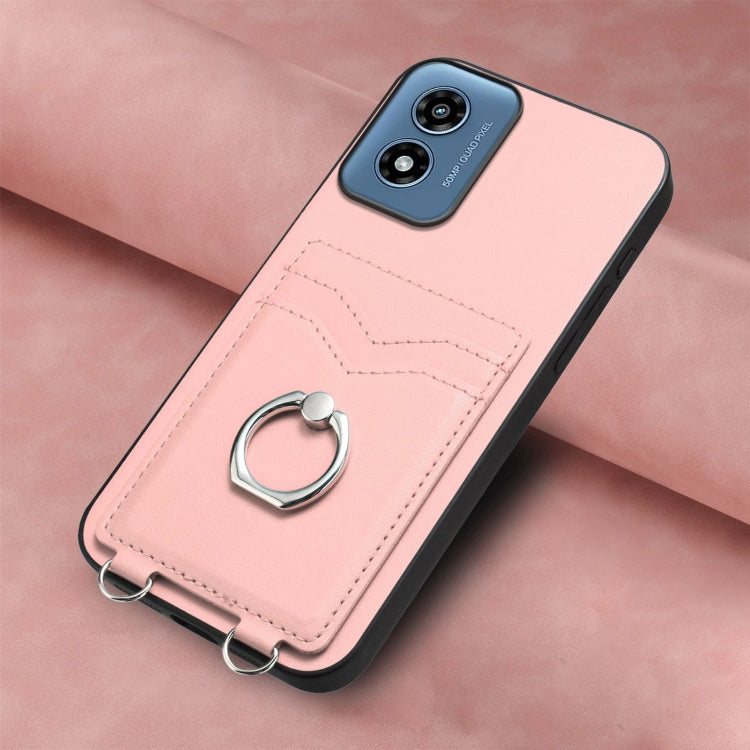 For Motorola Moto G Play 2024 4G R20 Ring Card Holder Phone Case(Pink) by buy2fix