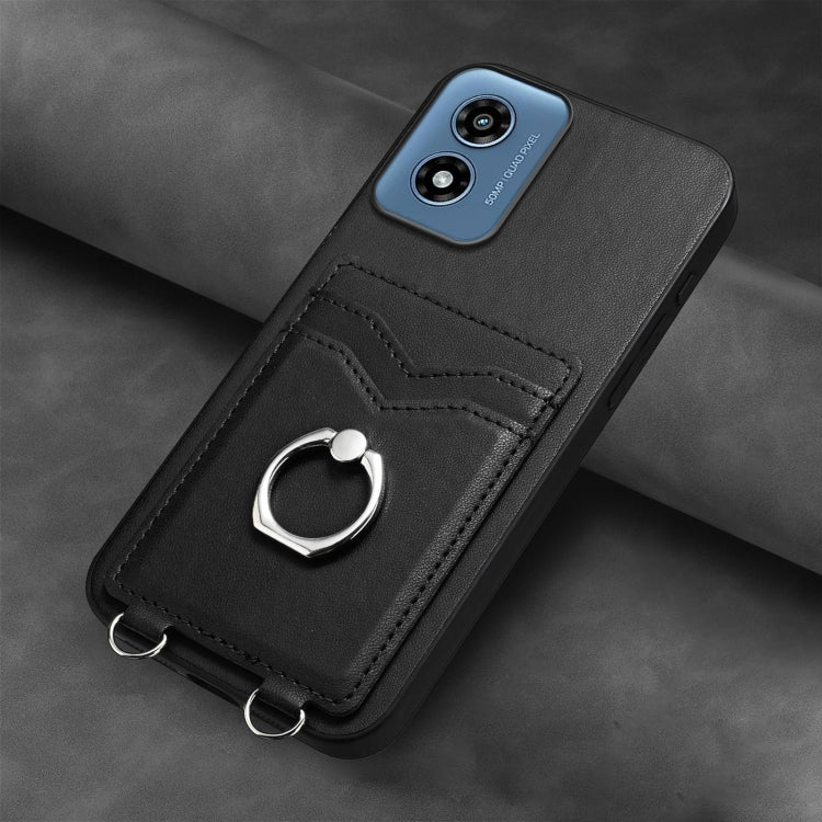 For Motorola Moto G Play 2024 4G R20 Ring Card Holder Phone Case(Black) by buy2fix