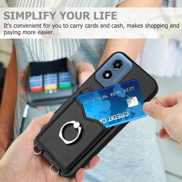 For Motorola Moto G Play 2024 4G R20 Ring Card Holder Phone Case(Black) by buy2fix