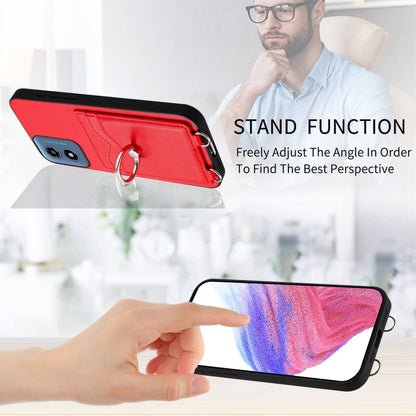 For Motorola Moto G Play 2024 4G R20 Ring Card Holder Phone Case(Red) by buy2fix