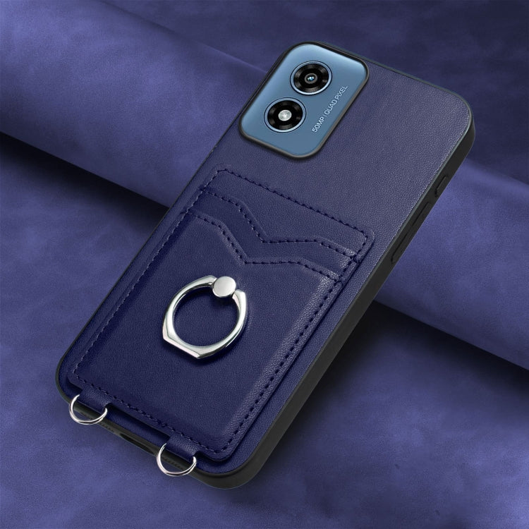 For Motorola Moto G Play 2024 4G R20 Ring Card Holder Phone Case(Blue) by buy2fix