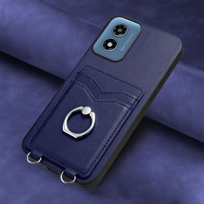 For Motorola Moto G Play 2024 4G R20 Ring Card Holder Phone Case(Blue) by buy2fix