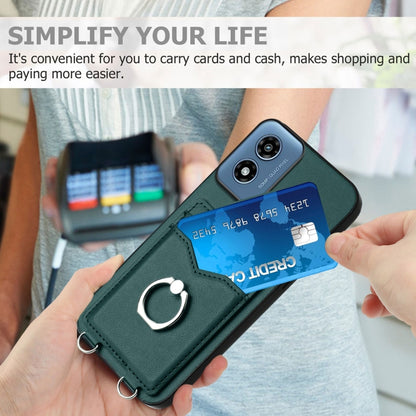 For Motorola Moto G Play 2024 4G R20 Ring Card Holder Phone Case(Green) by buy2fix