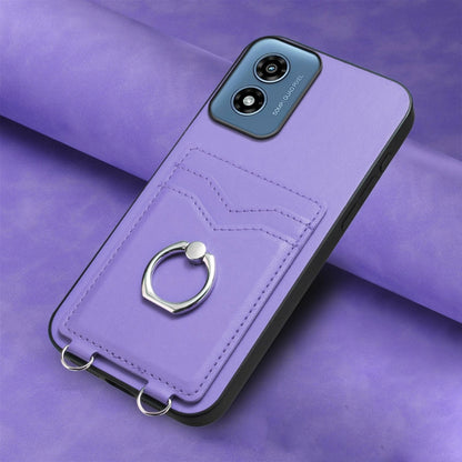 For Motorola Moto G Play 2024 4G R20 Ring Card Holder Phone Case(Purple) by buy2fix