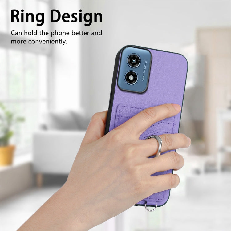 For Motorola Moto G Play 2024 4G R20 Ring Card Holder Phone Case(Purple) by buy2fix