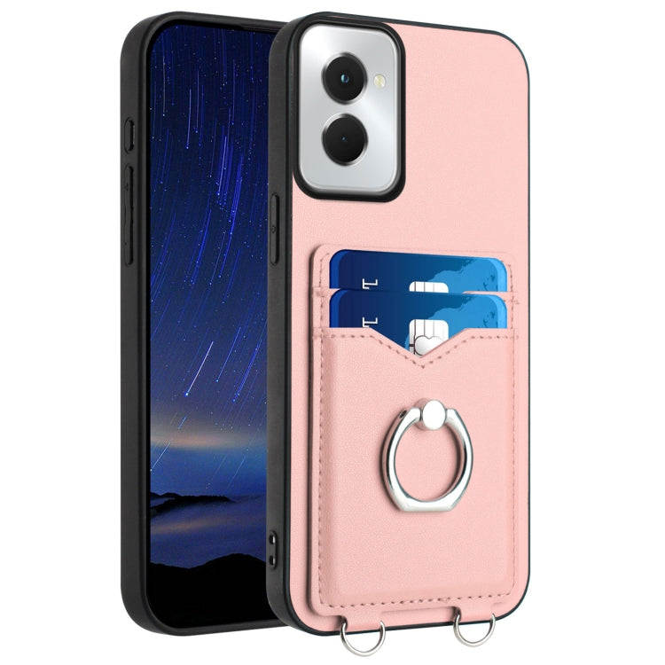 For Motorola Moto G Power 5G 2024 R20 Ring Card Holder Phone Case(Pink) by buy2fix