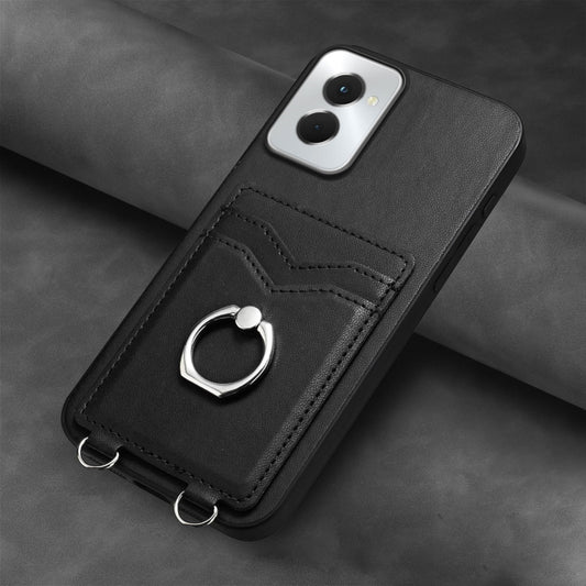 For Motorola Moto G Power 5G 2024 R20 Ring Card Holder Phone Case(Black) by buy2fix