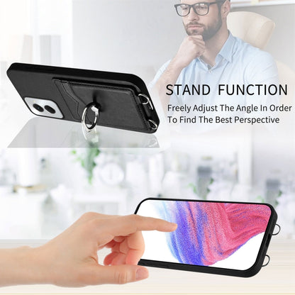 For Motorola Moto G Power 5G 2024 R20 Ring Card Holder Phone Case(Black) by buy2fix
