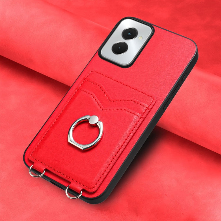 For Motorola Moto G Power 5G 2024 R20 Ring Card Holder Phone Case(Red) by buy2fix