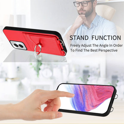 For Motorola Moto G Power 5G 2024 R20 Ring Card Holder Phone Case(Red) by buy2fix