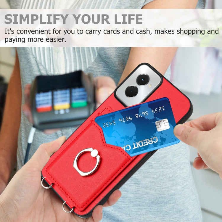 For Motorola Moto G Power 5G 2024 R20 Ring Card Holder Phone Case(Red) by buy2fix