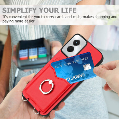 For Motorola Moto G Power 5G 2024 R20 Ring Card Holder Phone Case(Red) by buy2fix