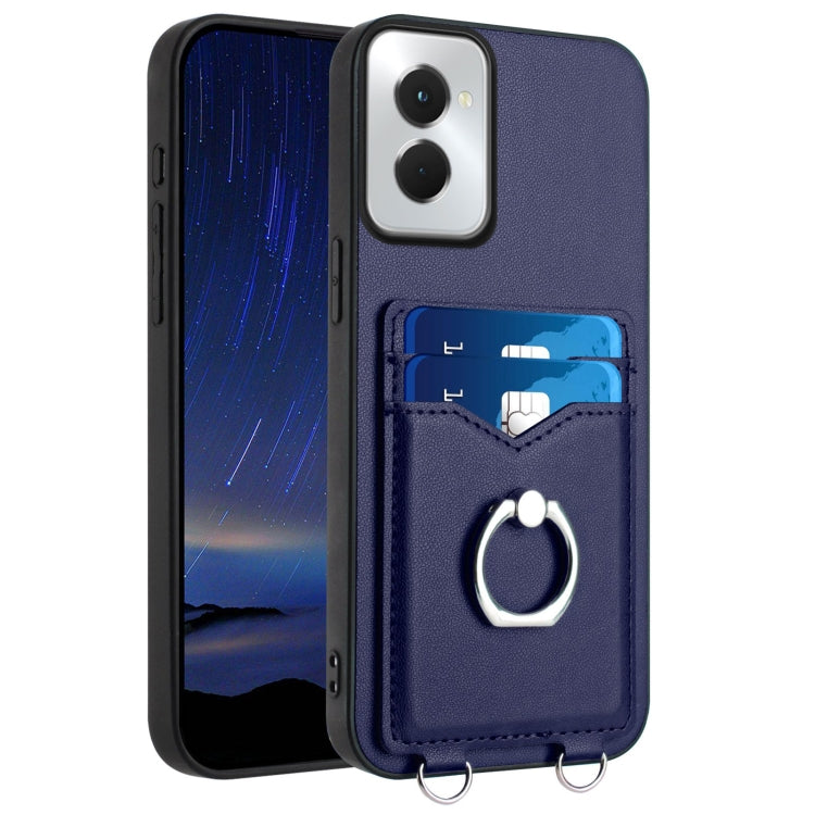 For Motorola Moto G Power 5G 2024 R20 Ring Card Holder Phone Case(Blue) by buy2fix